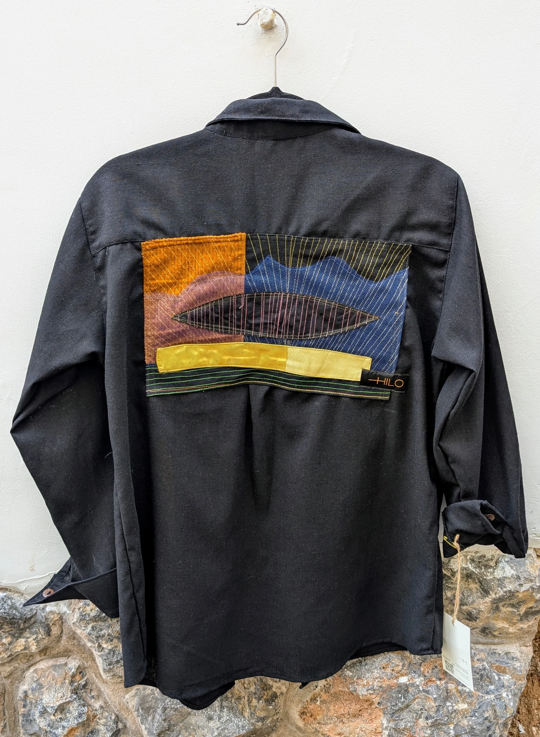 Black Linen Long-Sleeve Shirt